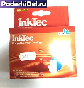 Струйный картридж Canon CLI-451C Cyan (BPI-451C), InkTec Струйный картридж Canon CLI-451C Cyan (BPI-451C), InkTec